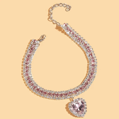 Heart Shaped Artificial Diamond Pet Collar, Aesthetic Cute Cat Collar, Cat and Dog Accessory