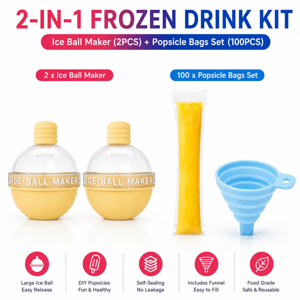 100PCS Leakproof Transparent Popsicle Mold Bags with Silicone Funnel - Ideal for Freezing Juices, Fruits, and Ice Cream Delights!