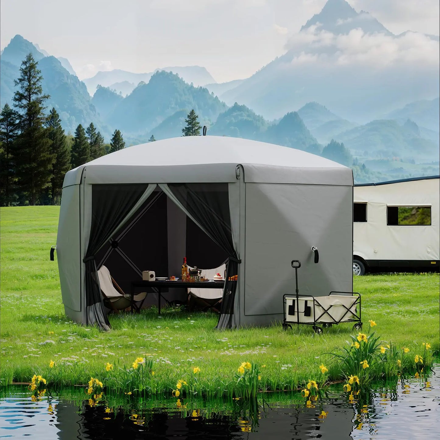 Transform Your Outdoor Gatherings with the Garvee 11.5x11.5 Ft Instant Pop Up Screen Gazebo Tent - Enjoy Comfort with Full Mesh Walls and Versatile Wind Panels!