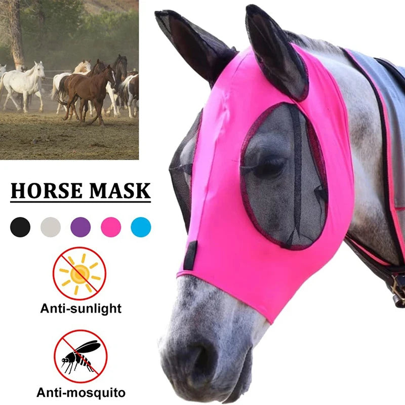 Premium Anti-Fly Mesh Horse Mask with Ears - Ultimate Bug Protection for Your Equine Friend