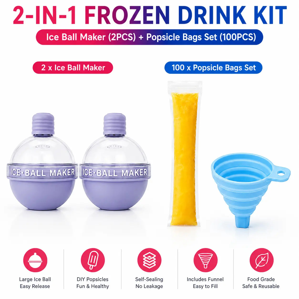 100PCS Leakproof Transparent Popsicle Mold Bags with Silicone Funnel - Ideal for Freezing Juices, Fruits, and Ice Cream Delights!