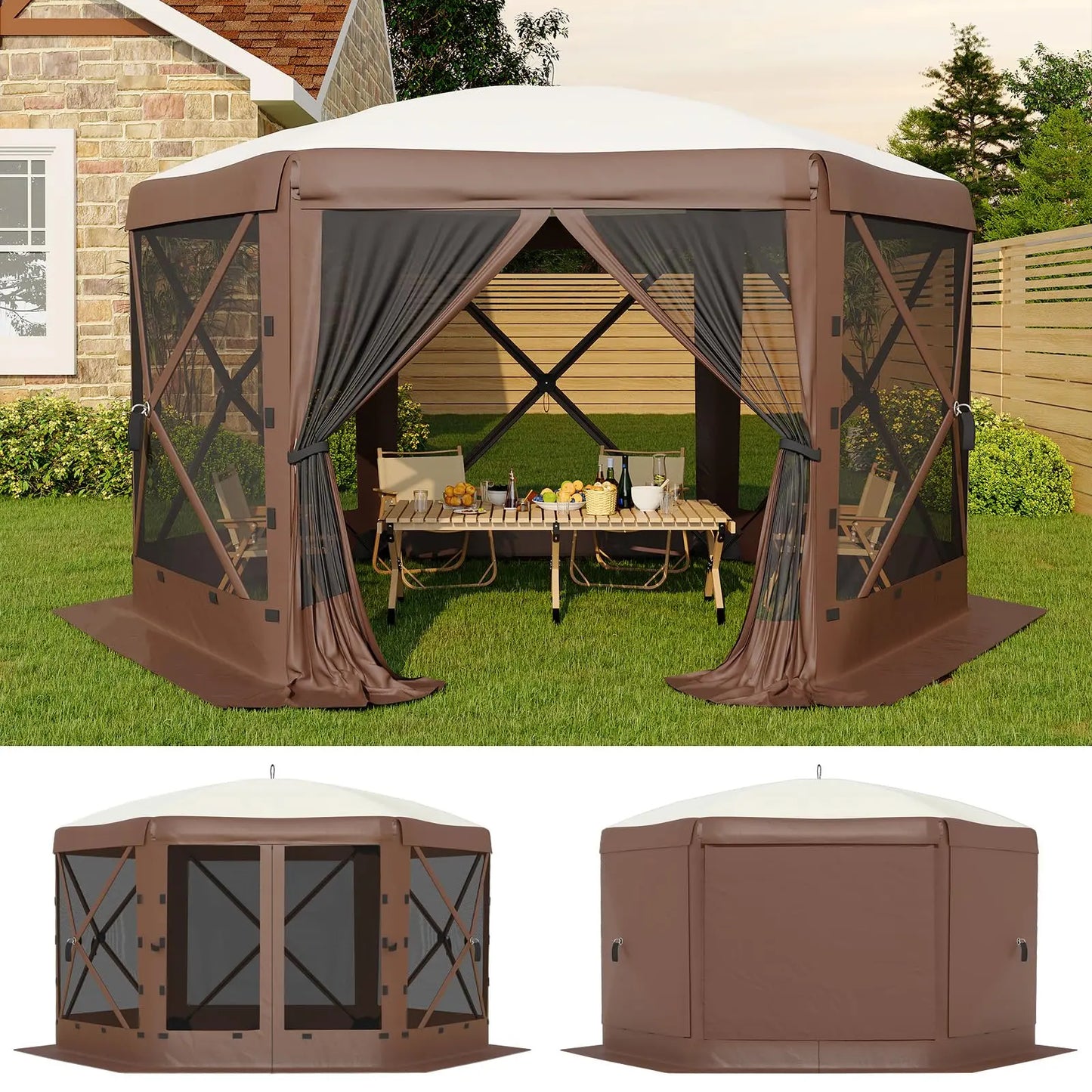 Transform Your Outdoor Gatherings with the Garvee 11.5x11.5 Ft Instant Pop Up Screen Gazebo Tent - Enjoy Comfort with Full Mesh Walls and Versatile Wind Panels!