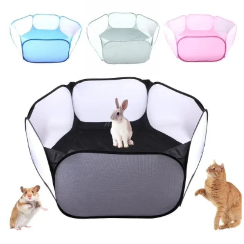 Versatile Transparent Portable Pet Playpen - Ideal for Dogs, Cats, Rabbits, and Small Animals