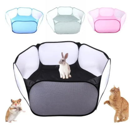 Versatile Transparent Portable Pet Playpen - Ideal for Dogs, Cats, Rabbits, and Small Animals
