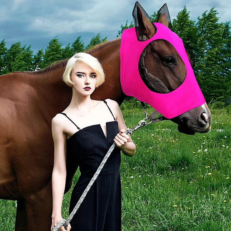 Premium Anti-Fly Mesh Horse Mask with Ears - Ultimate Bug Protection for Your Equine Friend