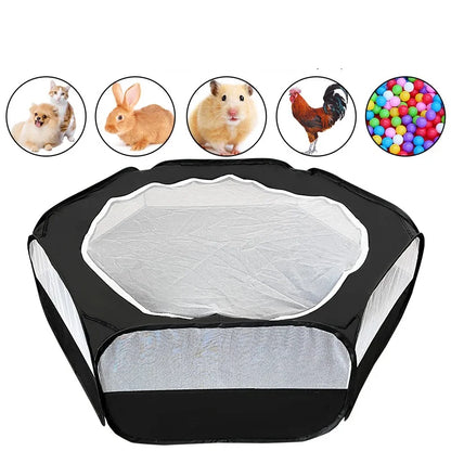 Transparent Portable Pet Playpen - Ideal Cage for Hedgehogs, Hamsters, Rabbits, and Guinea Pigs