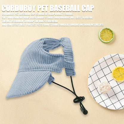 Dog Baseball Cap - Adjustable Summer Visor Hat for Dogs and Cats with Ear Holes (Blue, X-Large)