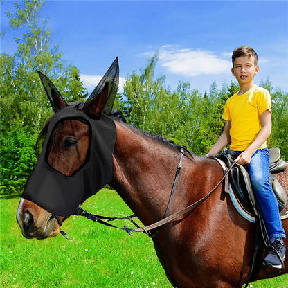 Premium Anti-Fly Mesh Horse Mask with Ears - Ultimate Bug Protection for Your Equine Friend