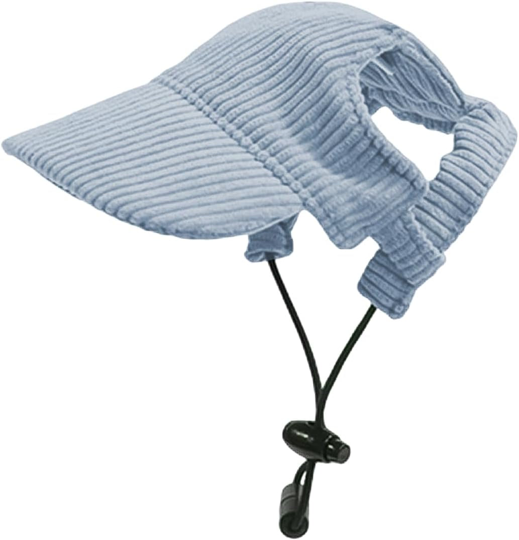 Dog Baseball Cap - Adjustable Summer Visor Hat for Dogs and Cats with Ear Holes (Blue, X-Large)