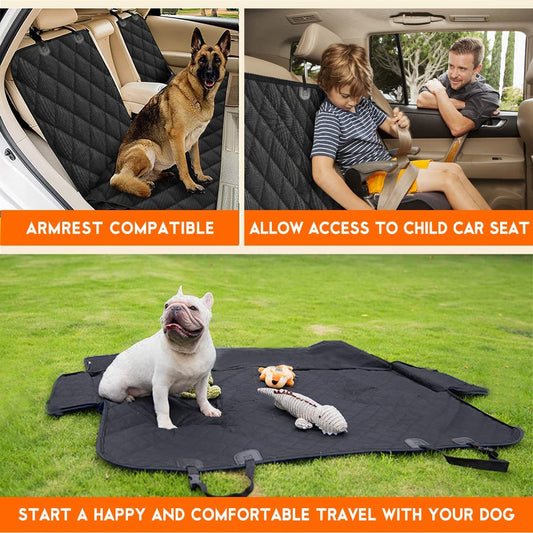 Premium Waterproof Dog Car Seat Cover - Durable Back Seat Protector for Dogs & Kids, Fits Most Cars, SUVs & Trucks (53" Width) - Black
