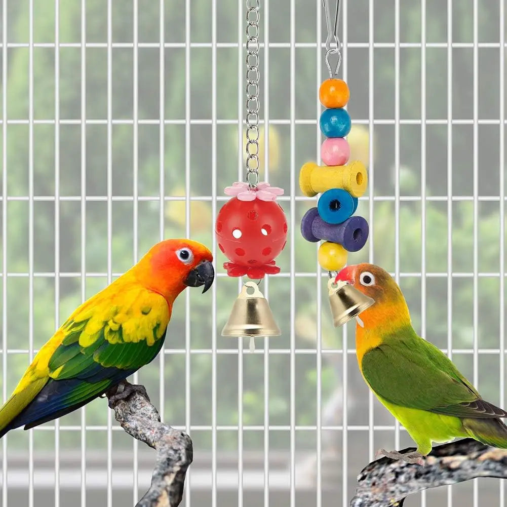 Bird Parrot Toys Set, Swing Hanging Standing Chewing Toy Hammock Ladder Bird Cage Colorful Toys, Suitable for Various Parrots