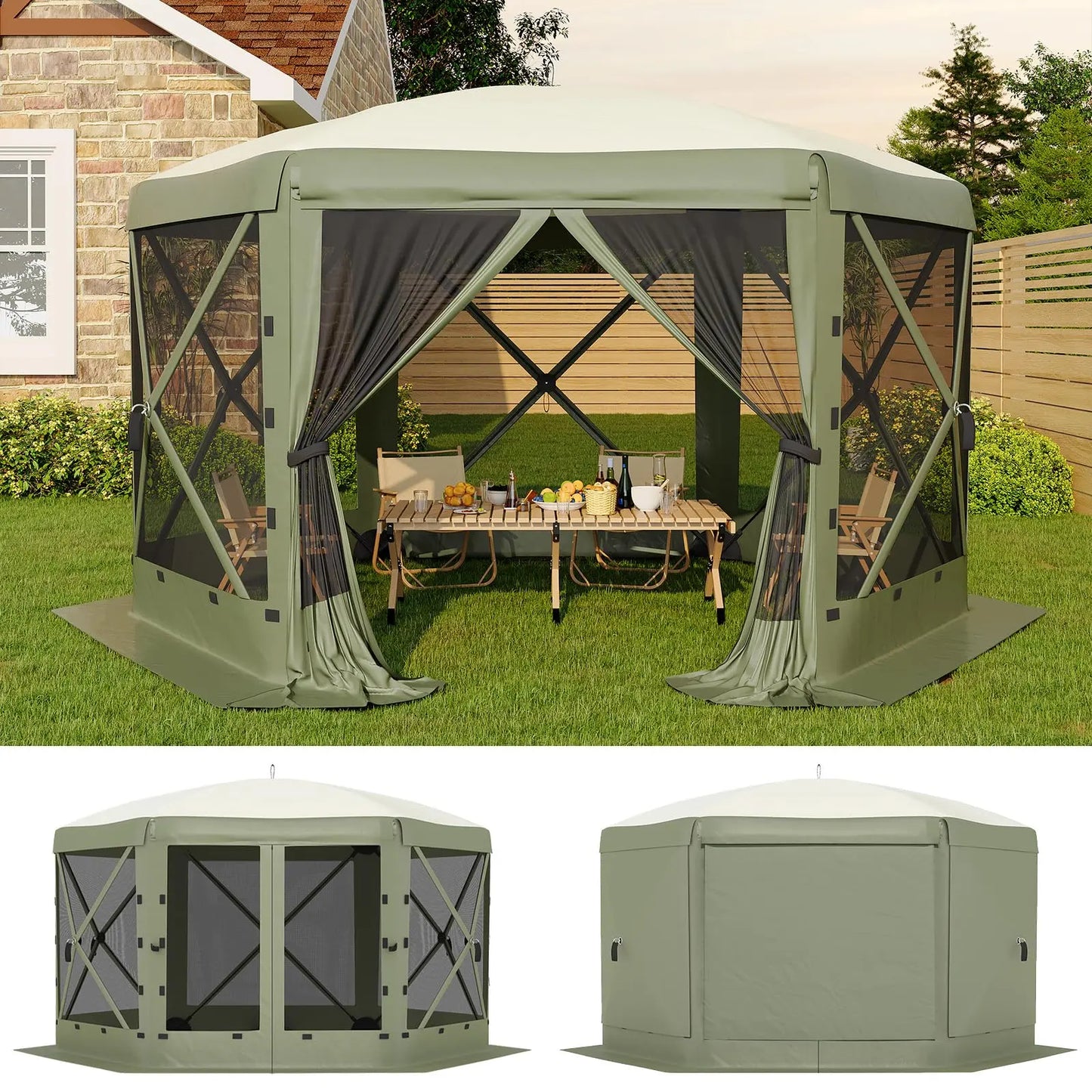 Transform Your Outdoor Gatherings with the Garvee 11.5x11.5 Ft Instant Pop Up Screen Gazebo Tent - Enjoy Comfort with Full Mesh Walls and Versatile Wind Panels!