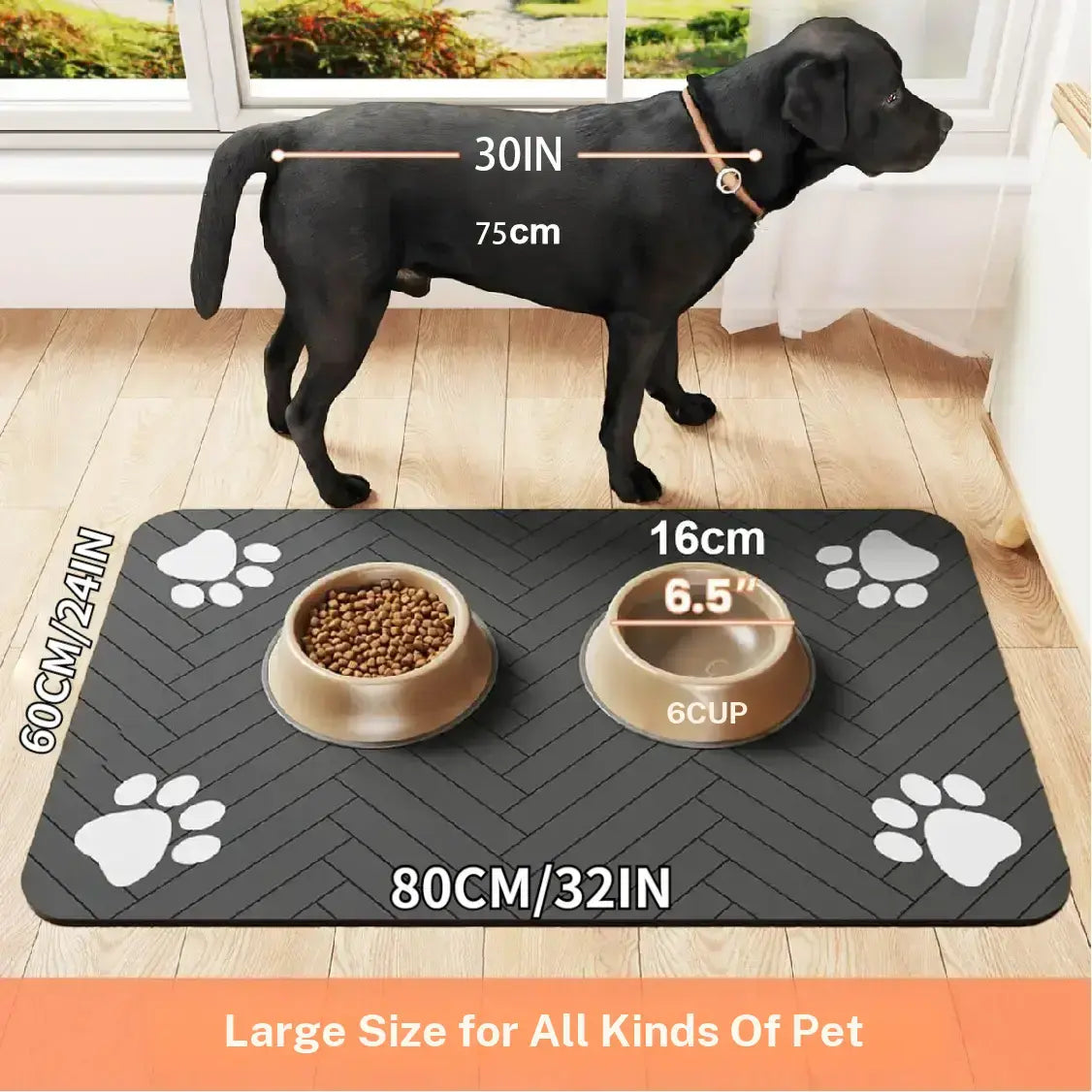 Say goodbye to messy mealtime! 🐾✨ Check out our Quick Drying Absorbent Pet Feeding Mat for your furry friends! Perfect for dogs & cats, with a non-slip rubber bottom and stylish dark polyester surface. Ideal for indoor use! 🐶🐱 #PetLovers #HomeEssentials #