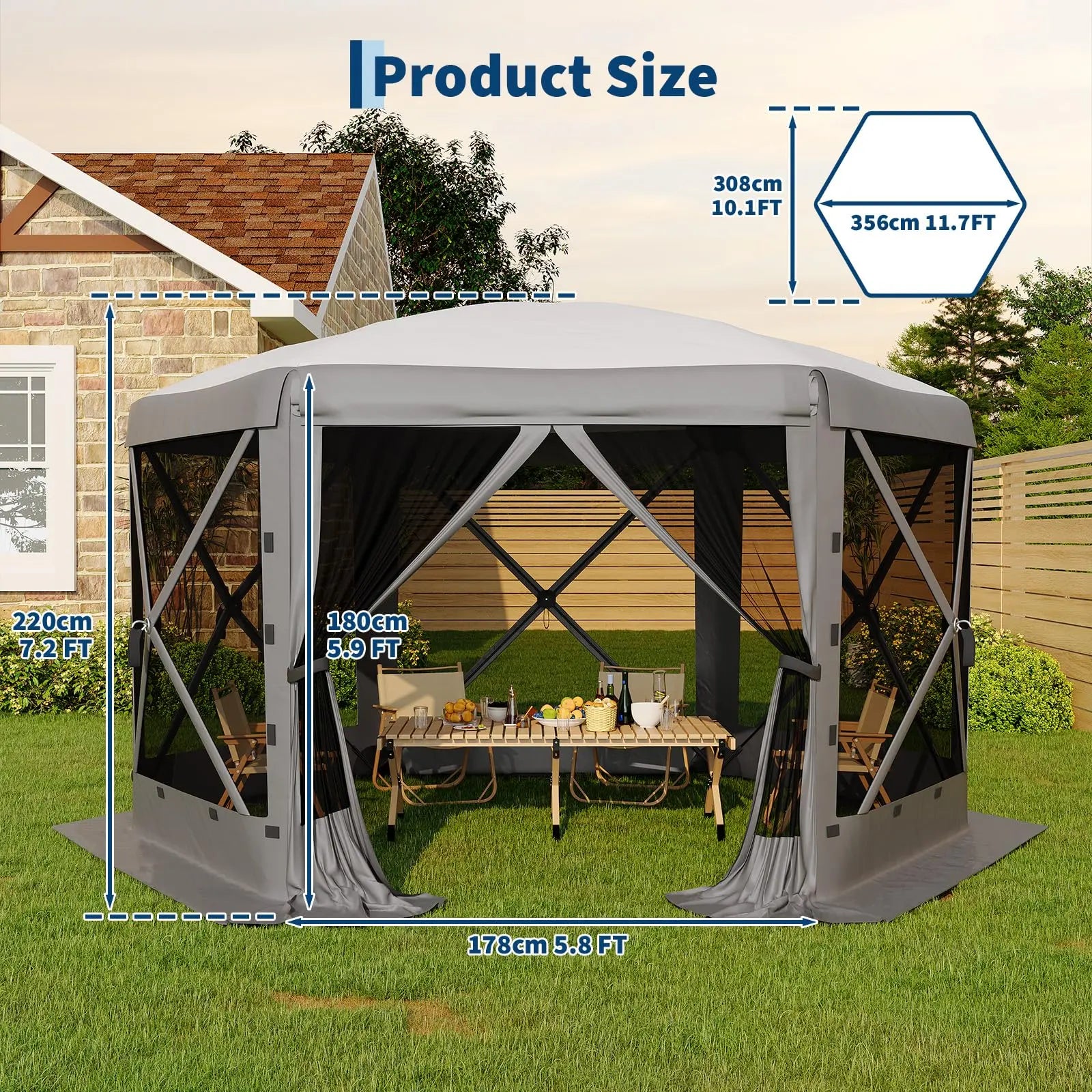 Transform Your Outdoor Gatherings with the Garvee 11.5x11.5 Ft Instant Pop Up Screen Gazebo Tent - Enjoy Comfort with Full Mesh Walls and Versatile Wind Panels!
