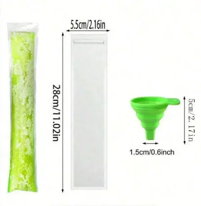 100PCS Leakproof Transparent Popsicle Mold Bags with Silicone Funnel - Ideal for Freezing Juices, Fruits, and Ice Cream Delights!