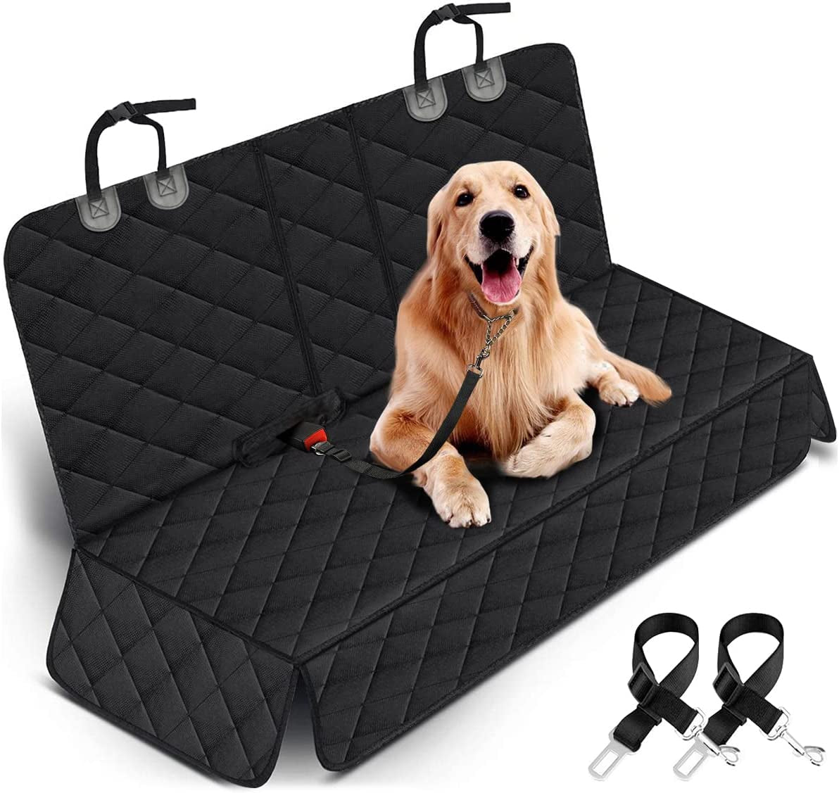 Premium Waterproof Dog Car Seat Cover - Durable Back Seat Protector for Dogs & Kids, Fits Most Cars, SUVs & Trucks (53" Width) - Black