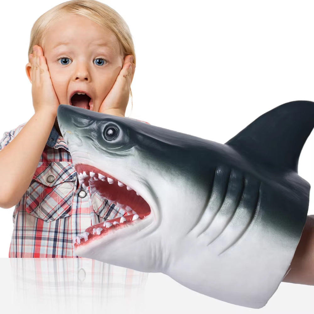 Cool Shark and Dinosaur Hand Puppets - Fun Rubber Toys for Kids' Pretend Play and Storytelling! Perfect Gift for Children!