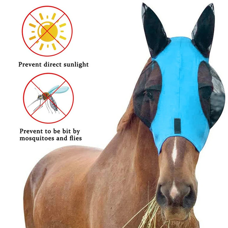 Premium Anti-Fly Mesh Horse Mask with Ears - Ultimate Bug Protection for Your Equine Friend