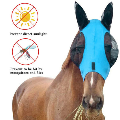Premium Anti-Fly Mesh Horse Mask with Ears - Ultimate Bug Protection for Your Equine Friend