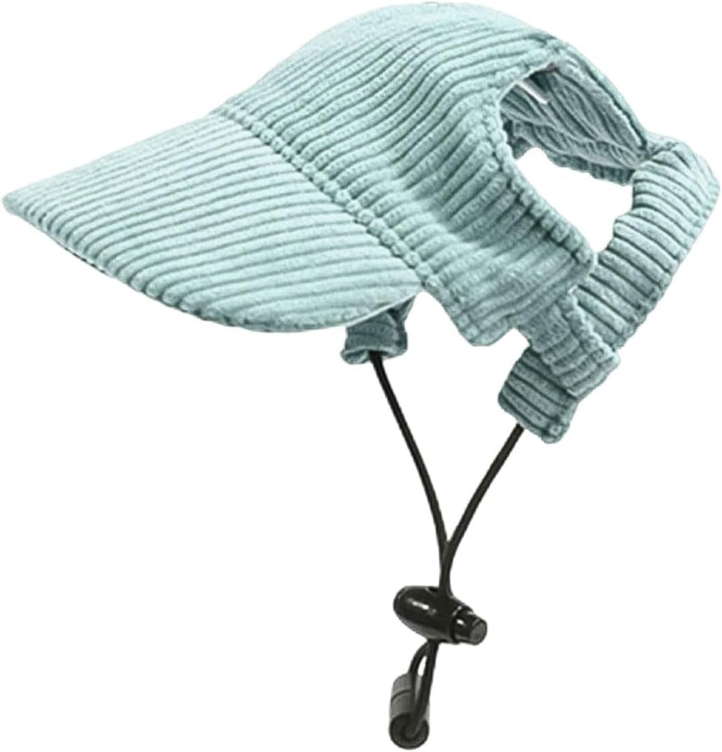 Dog Baseball Cap - Adjustable Summer Visor Hat for Dogs and Cats with Ear Holes (Blue, X-Large)