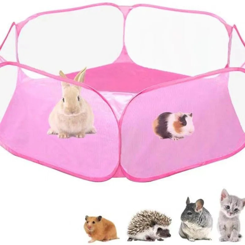 Transparent Portable Pet Playpen - Ideal Cage for Hedgehogs, Hamsters, Rabbits, and Guinea Pigs