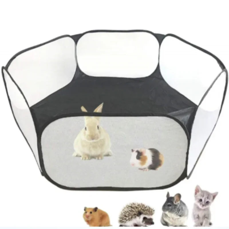 Versatile Transparent Portable Pet Playpen - Ideal for Dogs, Cats, Rabbits, and Small Animals