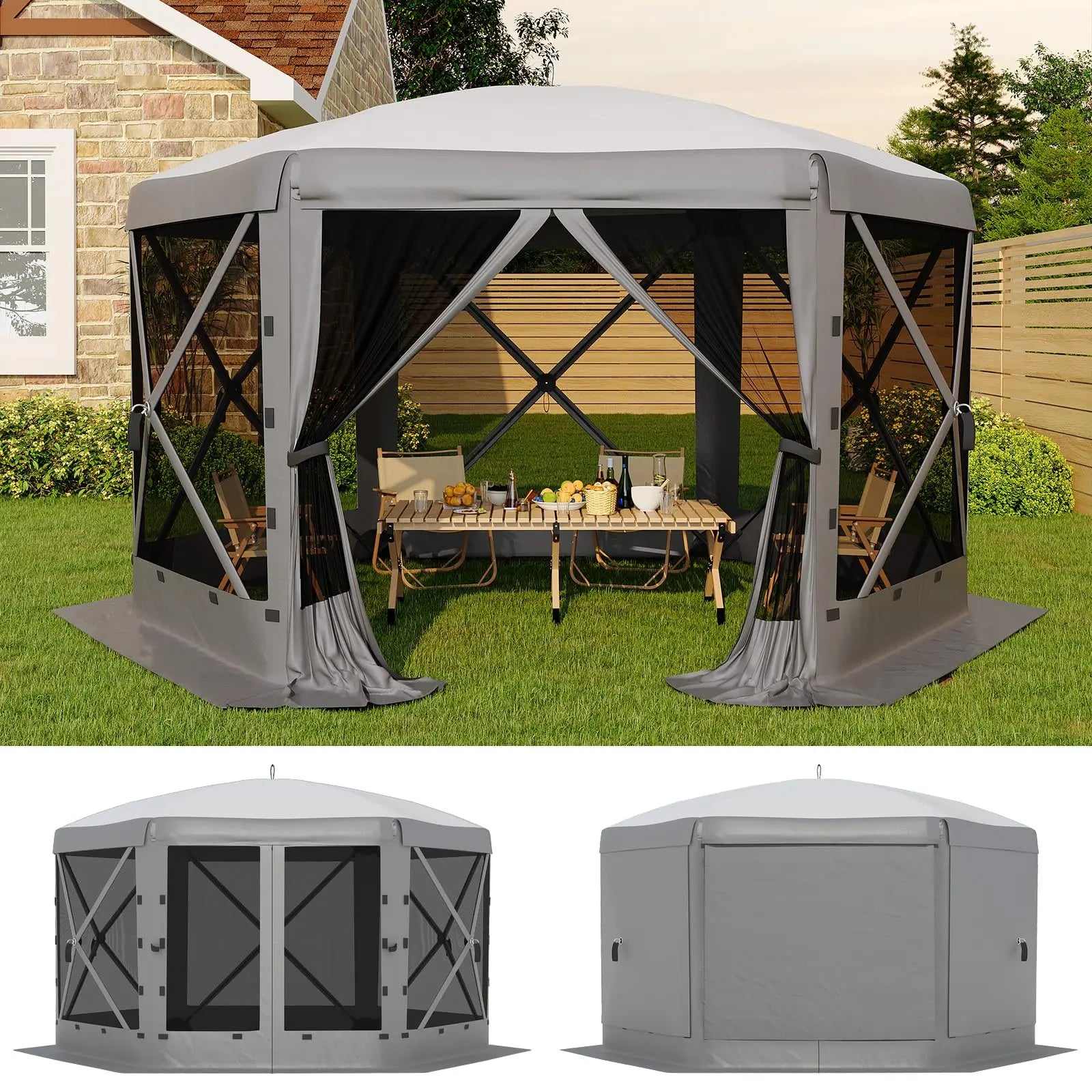 Transform Your Outdoor Gatherings with the Garvee 11.5x11.5 Ft Instant Pop Up Screen Gazebo Tent - Enjoy Comfort with Full Mesh Walls and Versatile Wind Panels!