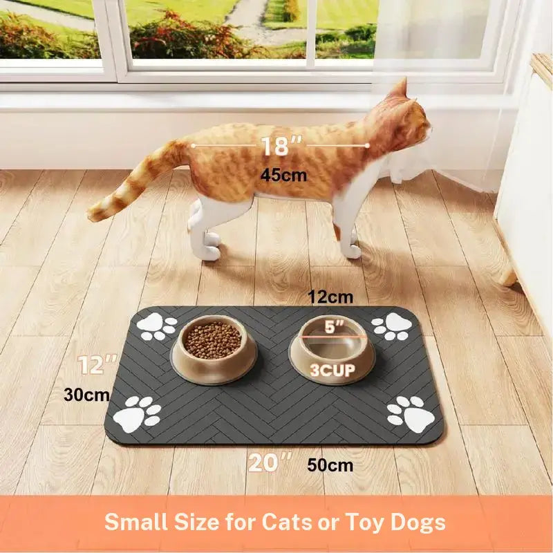 Say goodbye to messy mealtime! 🐾✨ Check out our Quick Drying Absorbent Pet Feeding Mat for your furry friends! Perfect for dogs & cats, with a non-slip rubber bottom and stylish dark polyester surface. Ideal for indoor use! 🐶🐱 #PetLovers #HomeEssentials #