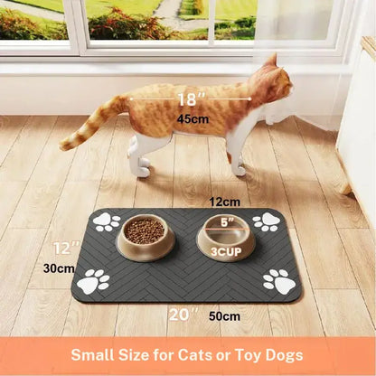 Say goodbye to messy mealtime! 🐾✨ Check out our Quick Drying Absorbent Pet Feeding Mat for your furry friends! Perfect for dogs & cats, with a non-slip rubber bottom and stylish dark polyester surface. Ideal for indoor use! 🐶🐱 #PetLovers #HomeEssentials #