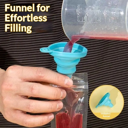 100PCS Leakproof Transparent Popsicle Mold Bags with Silicone Funnel - Ideal for Freezing Juices, Fruits, and Ice Cream Delights!