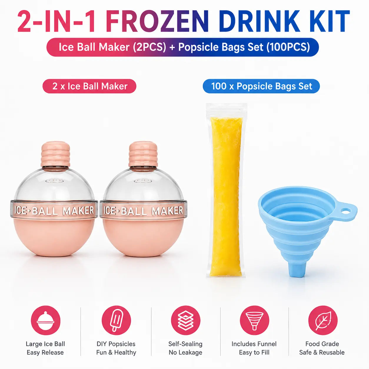 100PCS Leakproof Transparent Popsicle Mold Bags with Silicone Funnel - Ideal for Freezing Juices, Fruits, and Ice Cream Delights!
