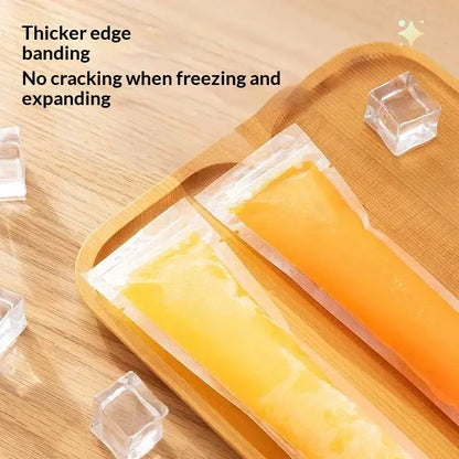 100PCS Leakproof Transparent Popsicle Mold Bags with Silicone Funnel - Ideal for Freezing Juices, Fruits, and Ice Cream Delights!