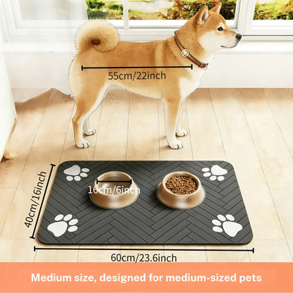 Say goodbye to messy mealtime! 🐾✨ Check out our Quick Drying Absorbent Pet Feeding Mat for your furry friends! Perfect for dogs & cats, with a non-slip rubber bottom and stylish dark polyester surface. Ideal for indoor use! 🐶🐱 #PetLovers #HomeEssentials #