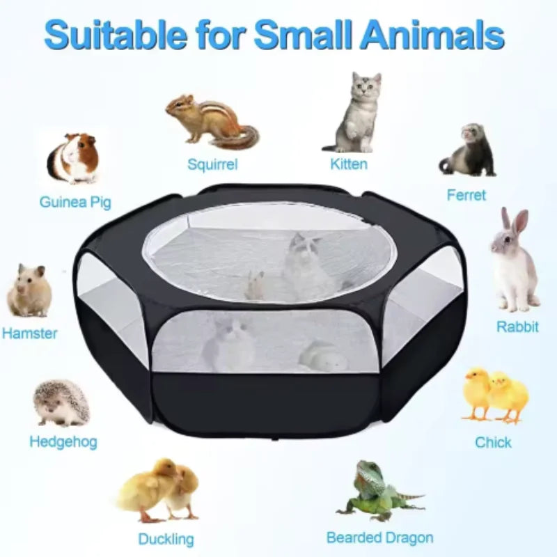 Transparent Portable Pet Playpen - Ideal Cage for Hedgehogs, Hamsters, Rabbits, and Guinea Pigs