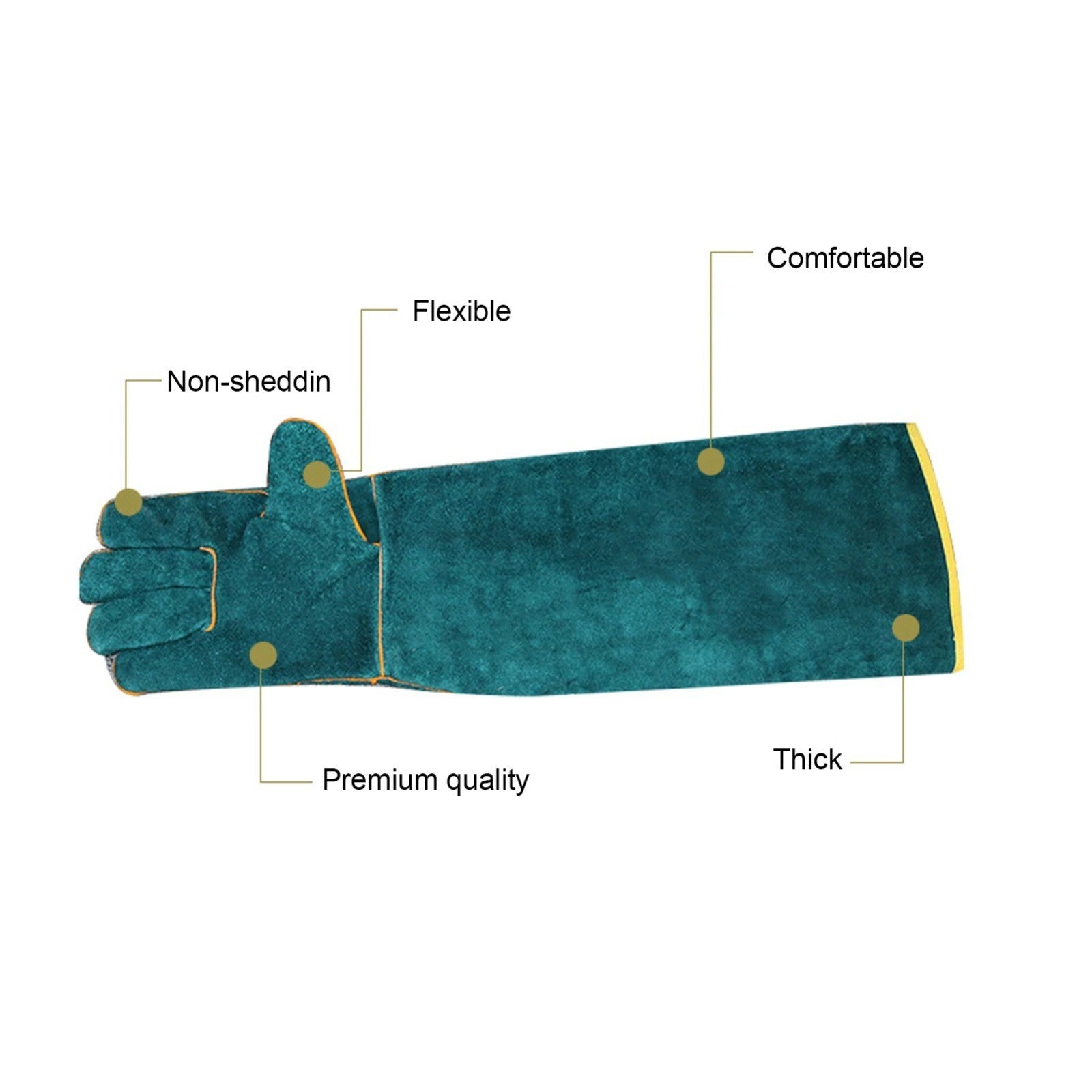 Protective Animal Handling Gloves with Leather Sleeve - Bite Proof for Dogs, Cats, Birds, and Reptiles